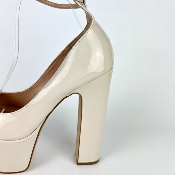 Steve Madden Womens Skyrise Platform Pumps Bone Patent Chunky Heel size 10M - Picture 12 of 16
